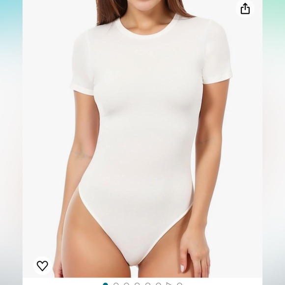 NWT MANGOPOP Women's Round Neck Short Sleeve T Shirts Basic Bodysuits - Picture 4 of 4